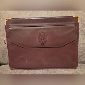 Vintage Must de Cartier Burgundy Leather Portfolio/Clutch